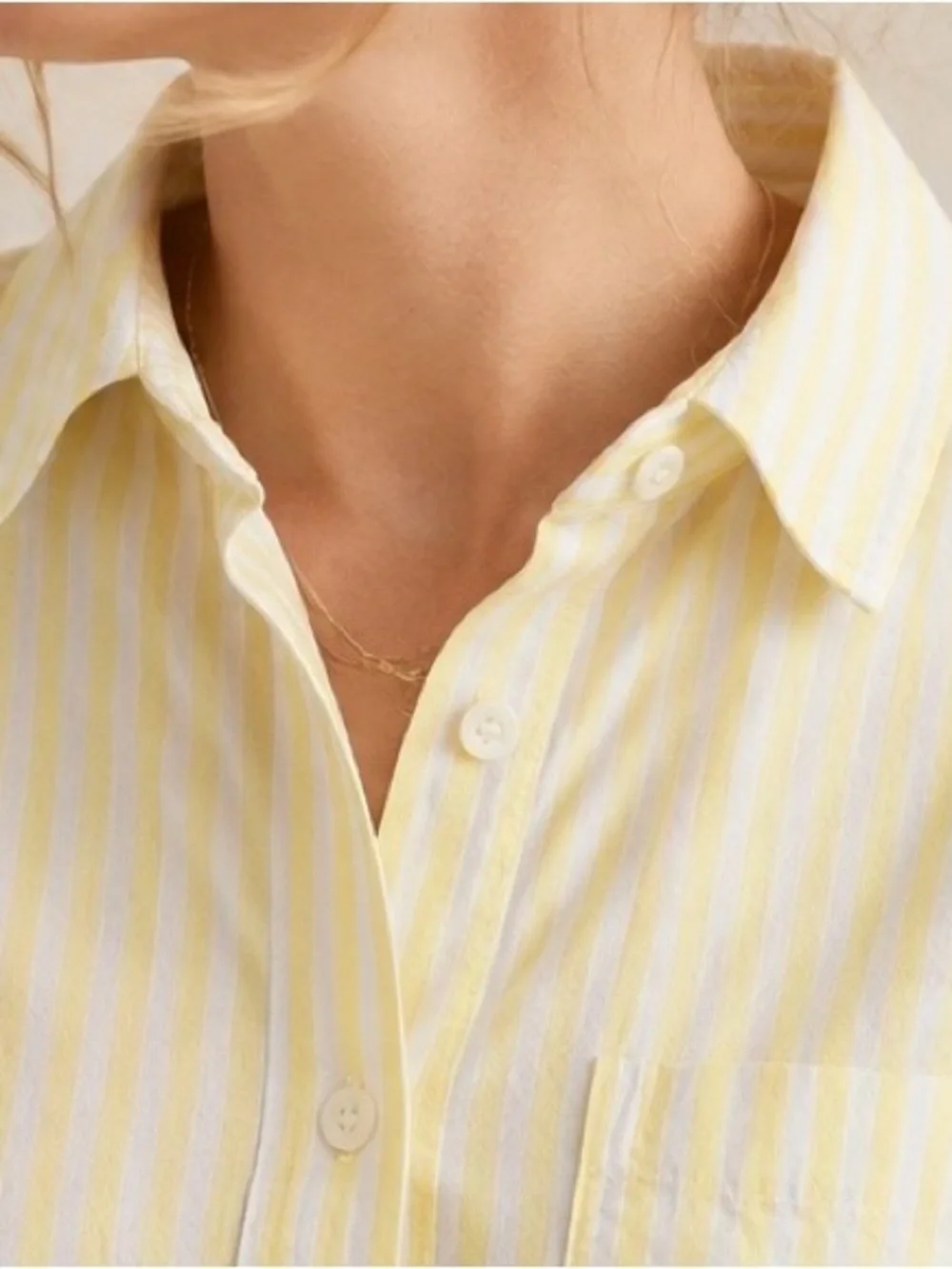 J. Crew Yellow and White Striped Casual Button-Down Shirt. 100% Cotton.